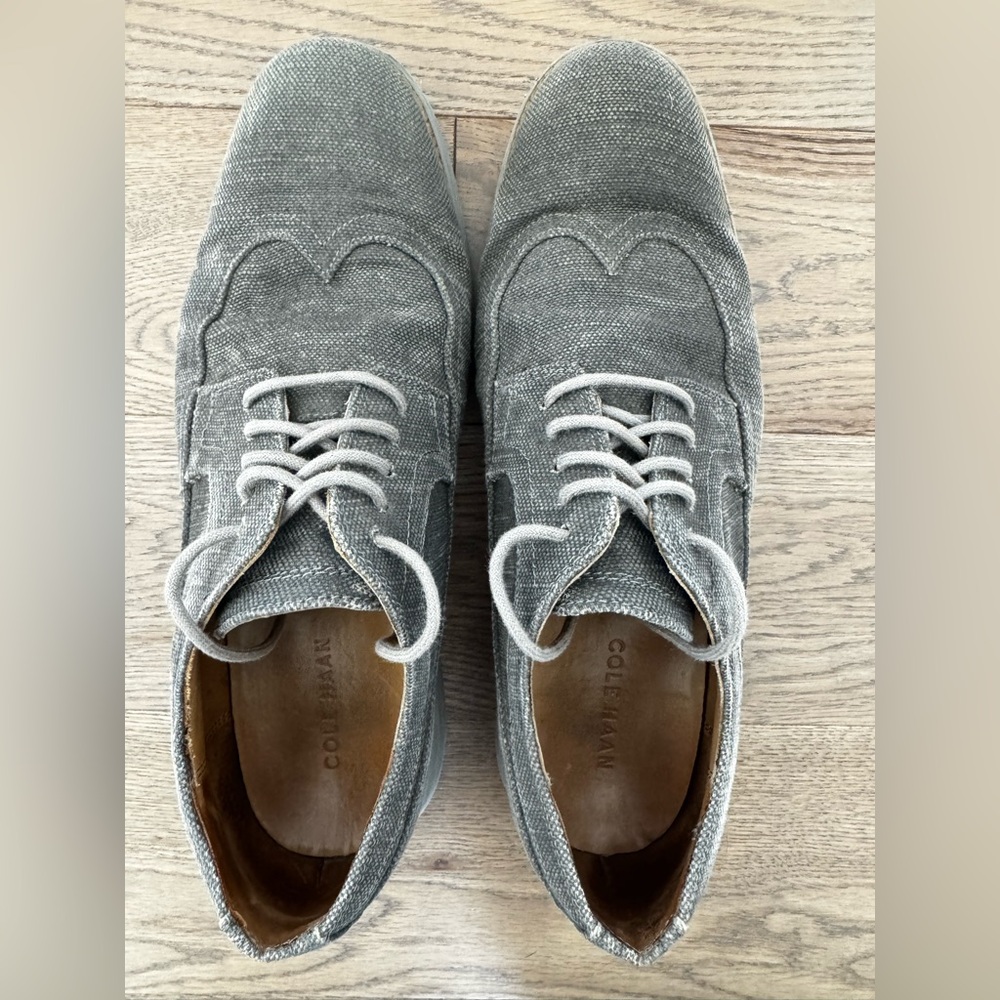 Cole Haan Gray Lunargrand Wingtip Oxford Canvas Lace Up